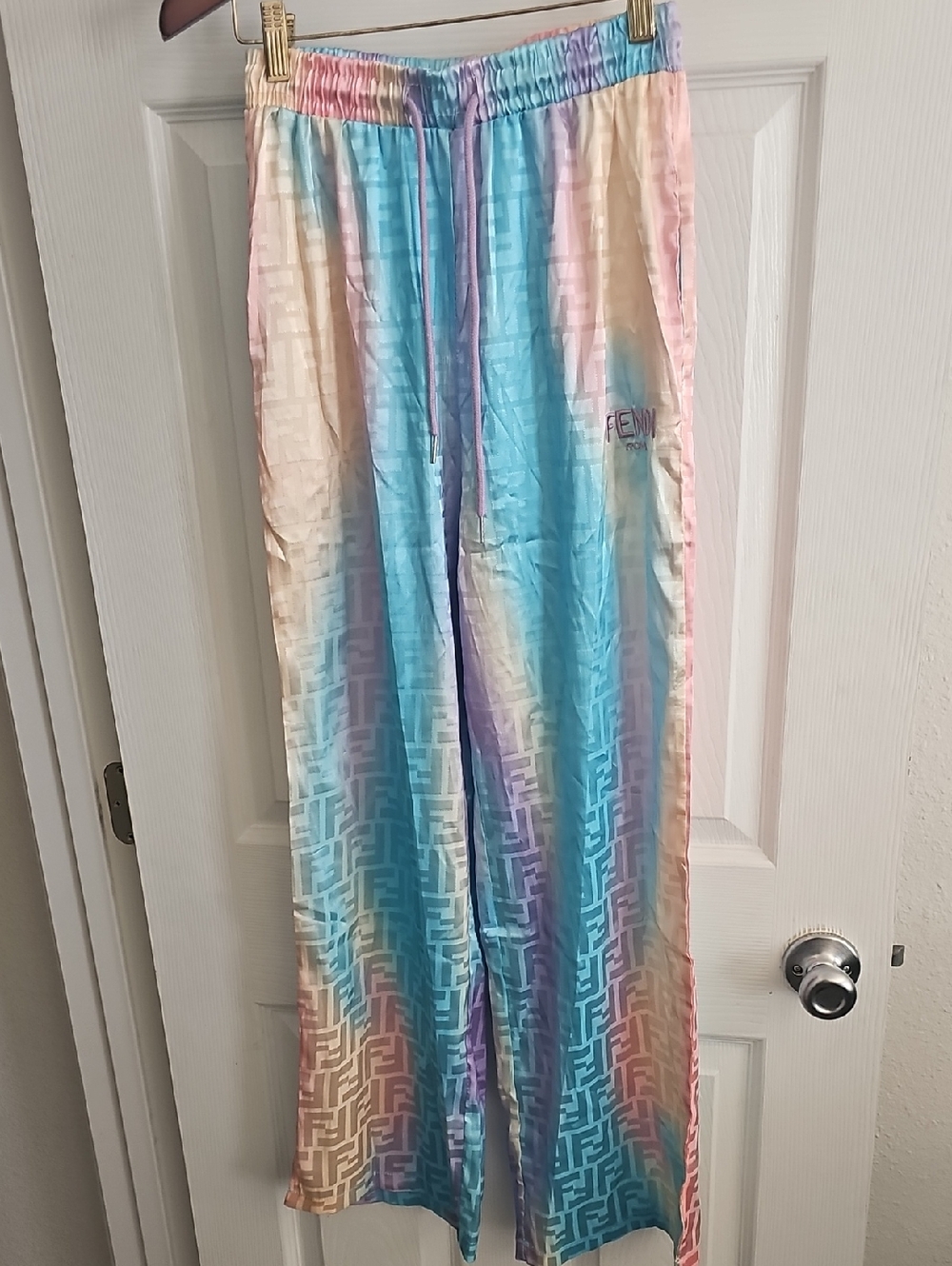 Simular To Fendi Pastel Gradient Joggers in Blue Pink Purple Cream